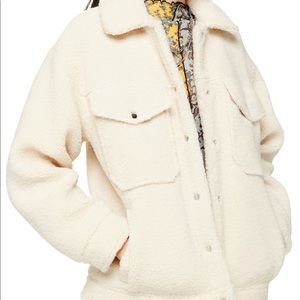 Topshop Borg Western Jacket - Cream